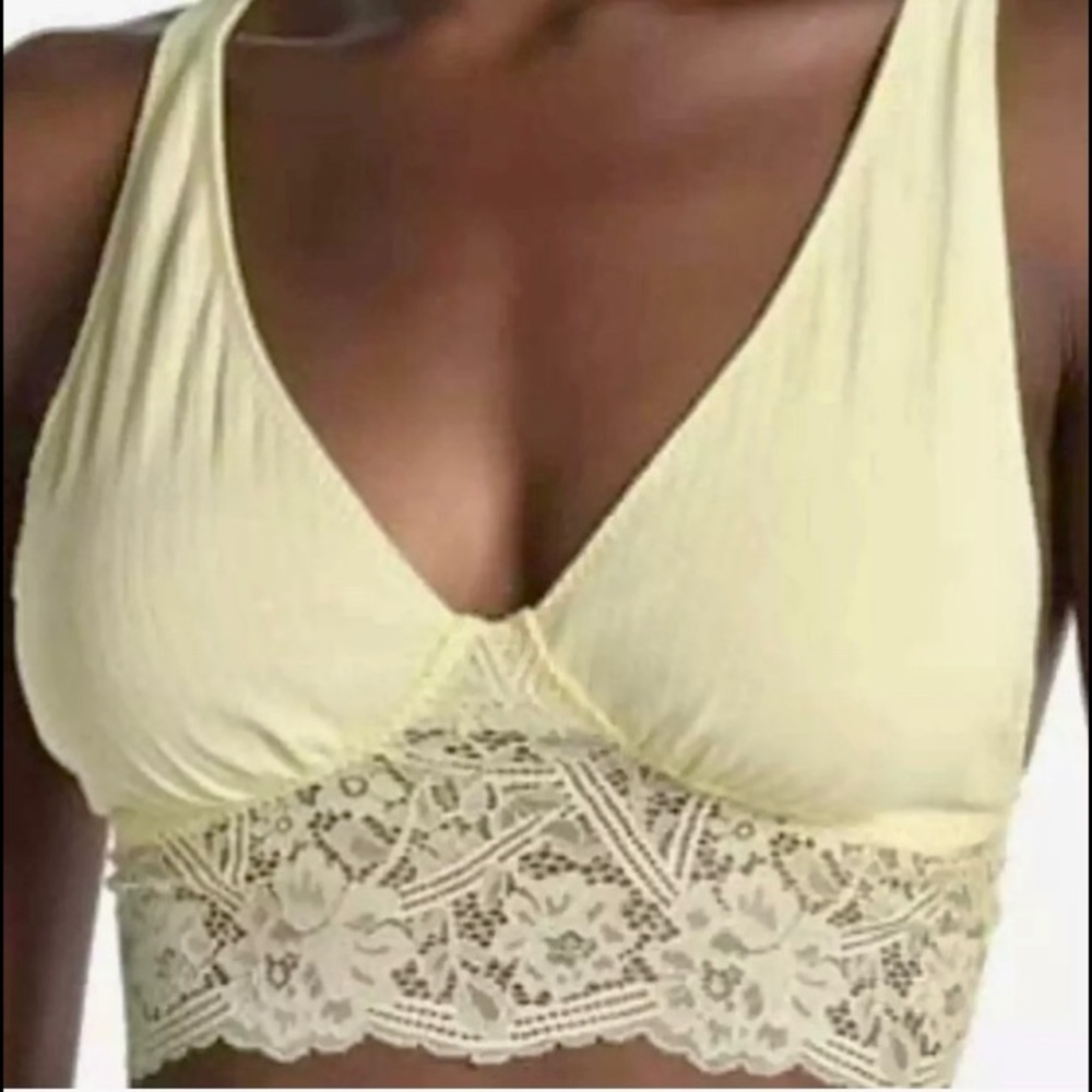 NWT $38 Free People Teegan Bralette Yellow XS S M Longline Soft Bra Daybreak
